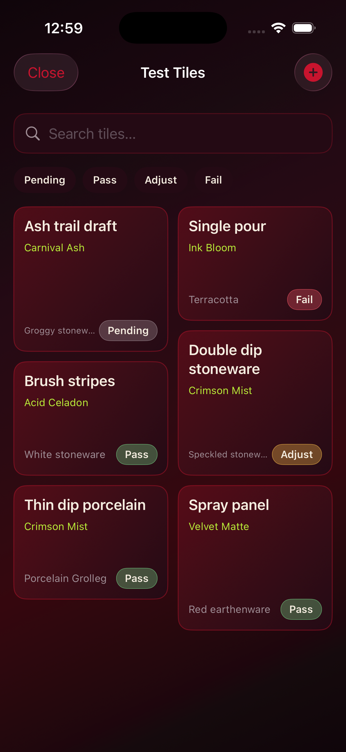 Staggered test tile gallery
